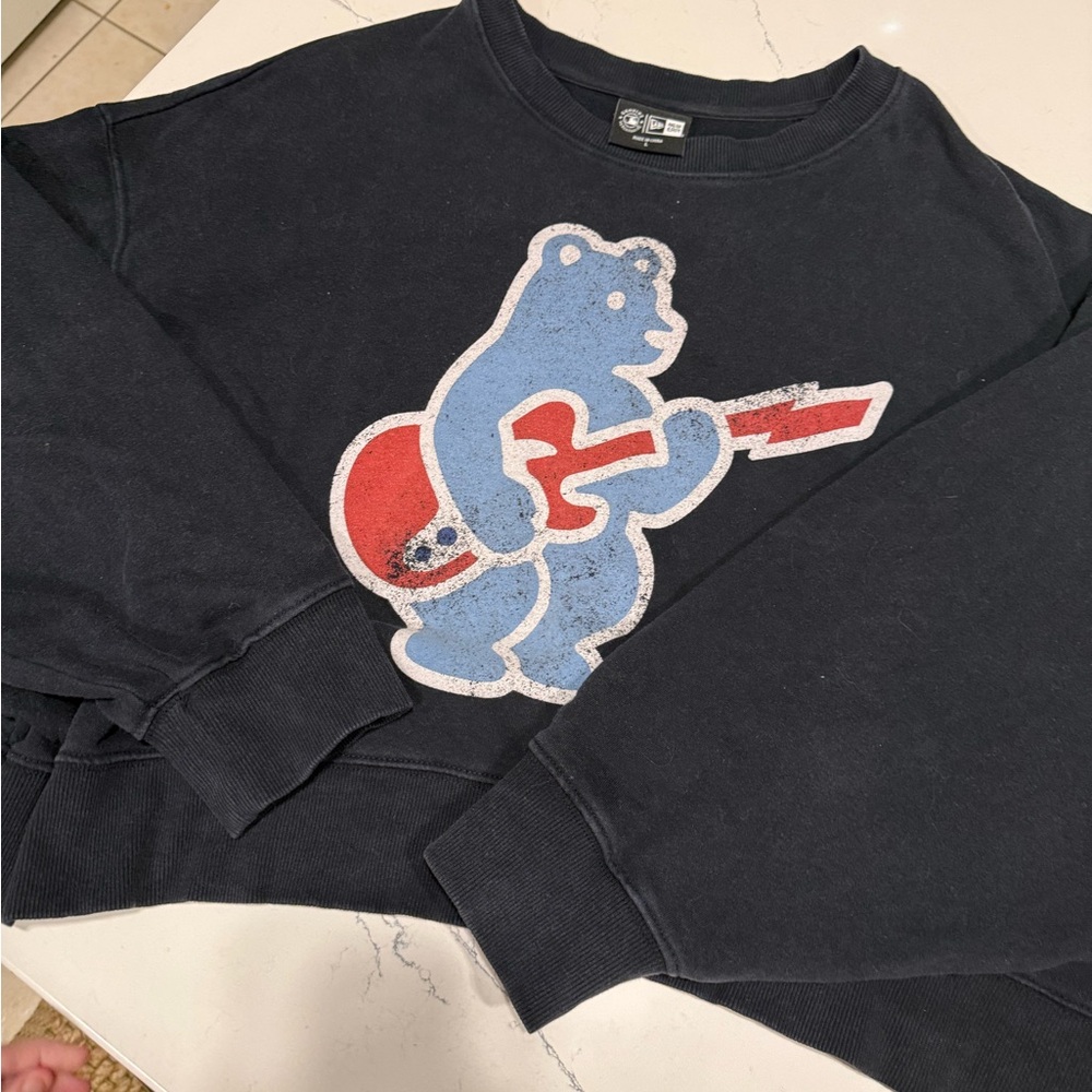 New Era Black Sweatshirt with Retro Patch Logo